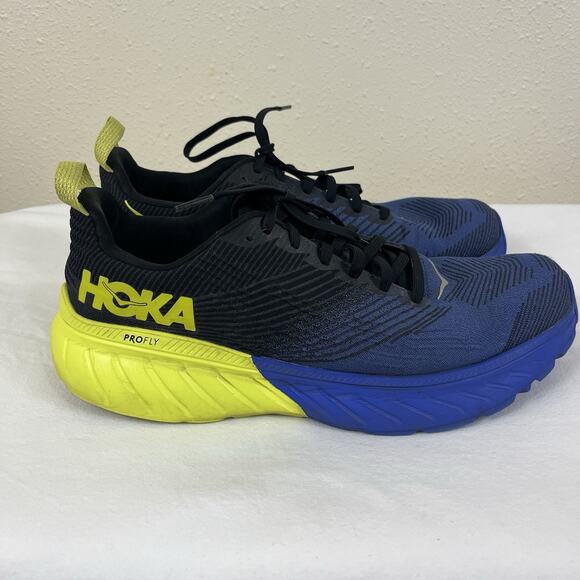 Hoka Mach 3 PROFLY Road Running Shoes Mens Size 10 Blue Yellow - Picture 2 of 8
